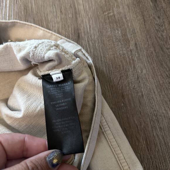 Isabel Marant Étoile Beige High-Rise Utility Cargo Pants RawHem Women FR 38 US 6 - Picture 9 of 16